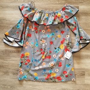 Zara checkered floral dress, size XS